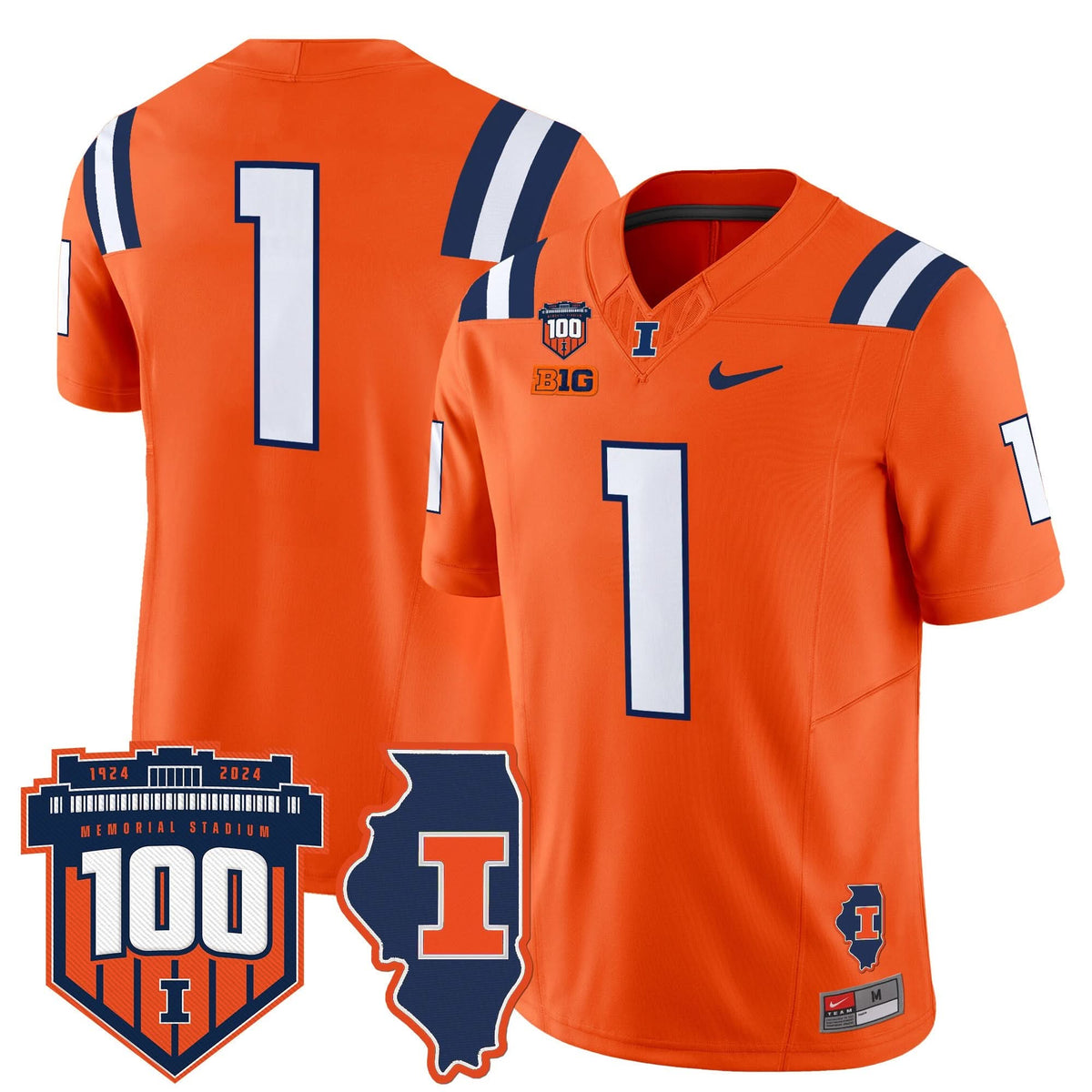ILL 100th Memorial Stadium Patch Vapor Limited Jersey