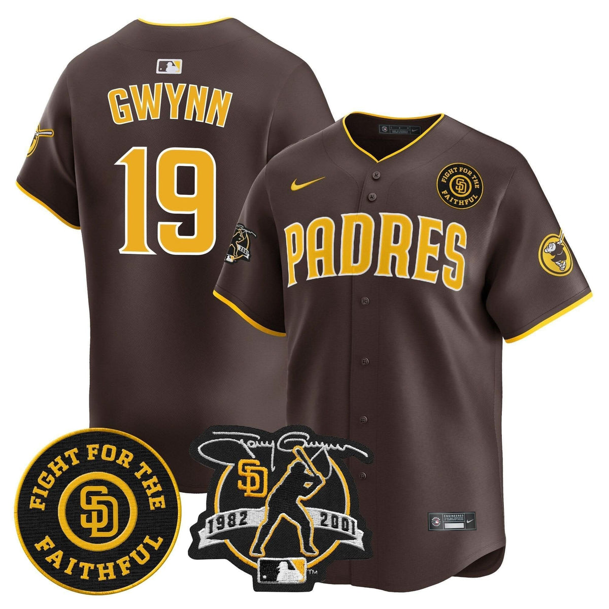 SDP Tony Gwynn & Faithful Patch Vapor Premier Limited Jersey – Stitched