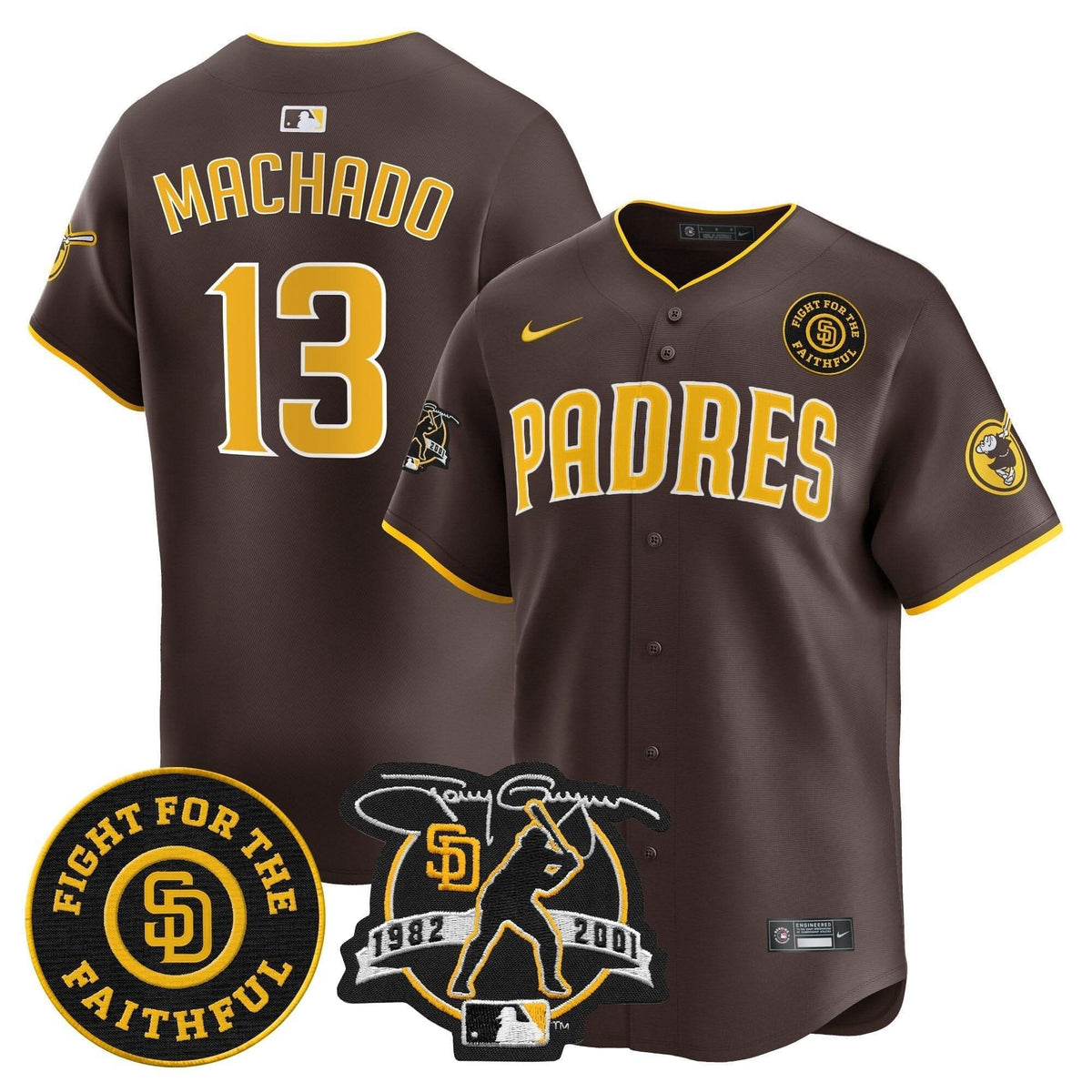 SDP Tony Gwynn & Faithful Patch Vapor Premier Limited Jersey – Stitched