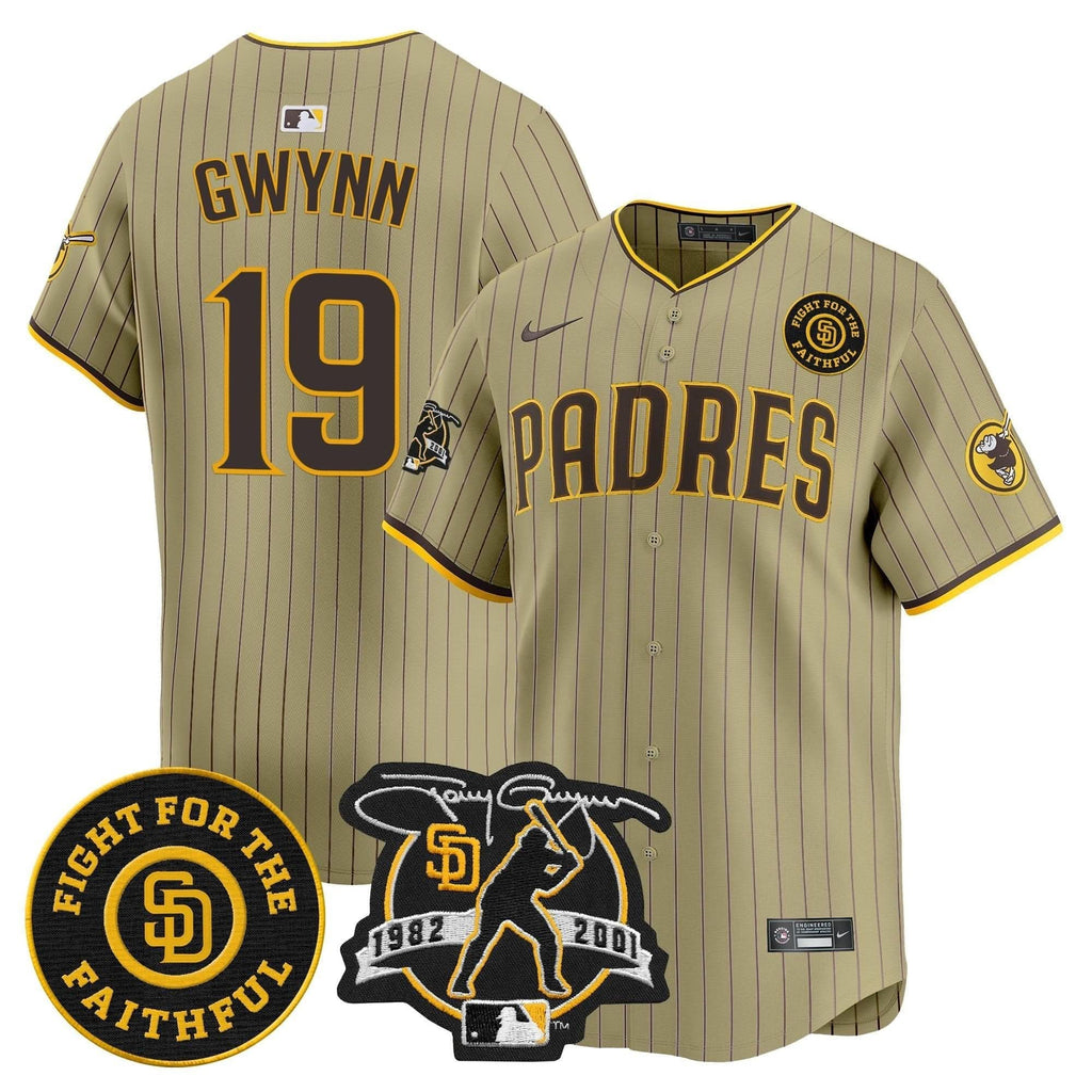 SDP Tony Gwynn & Faithful Patch Vapor Premier Limited Jersey – Stitched