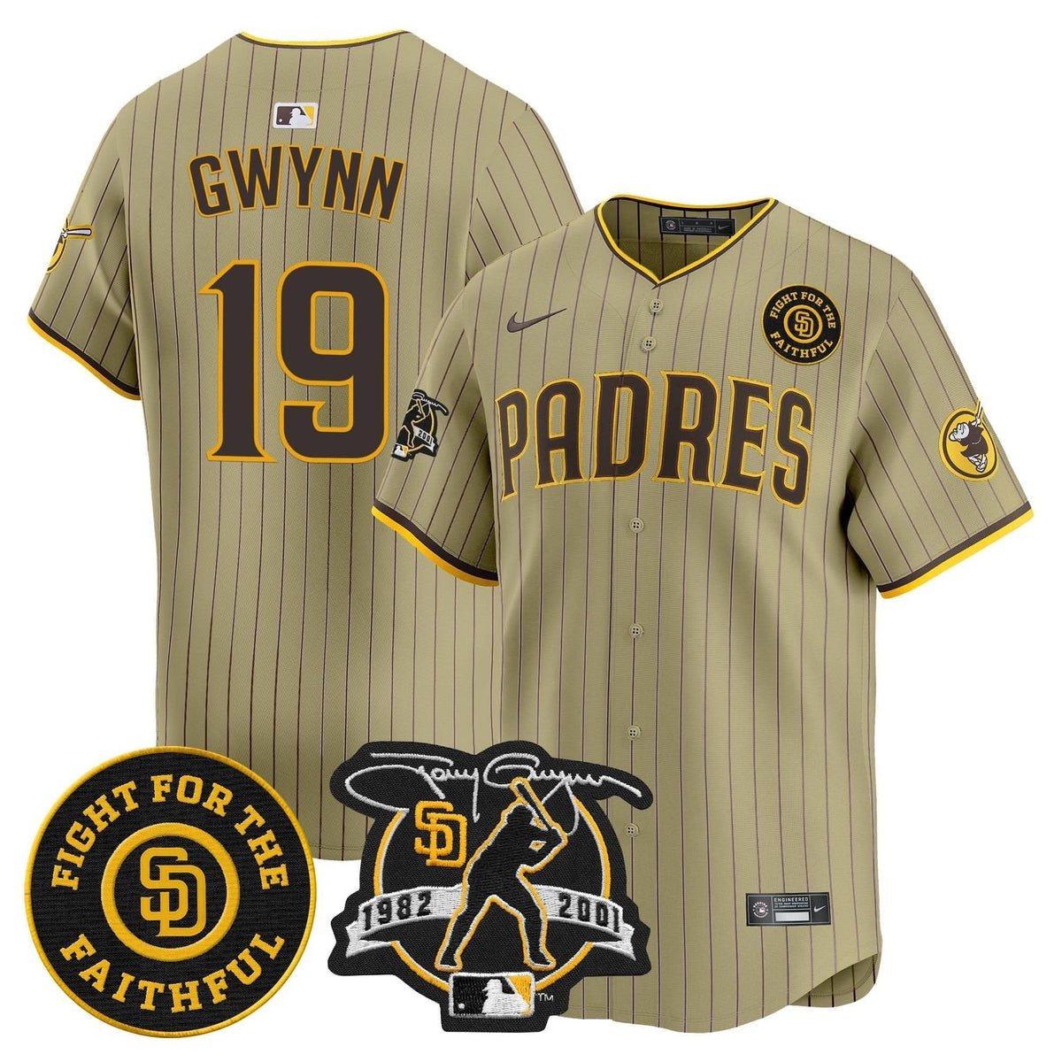 SDP Tony Gwynn & Faithful Patch Vapor Premier Limited Jersey – Stitched