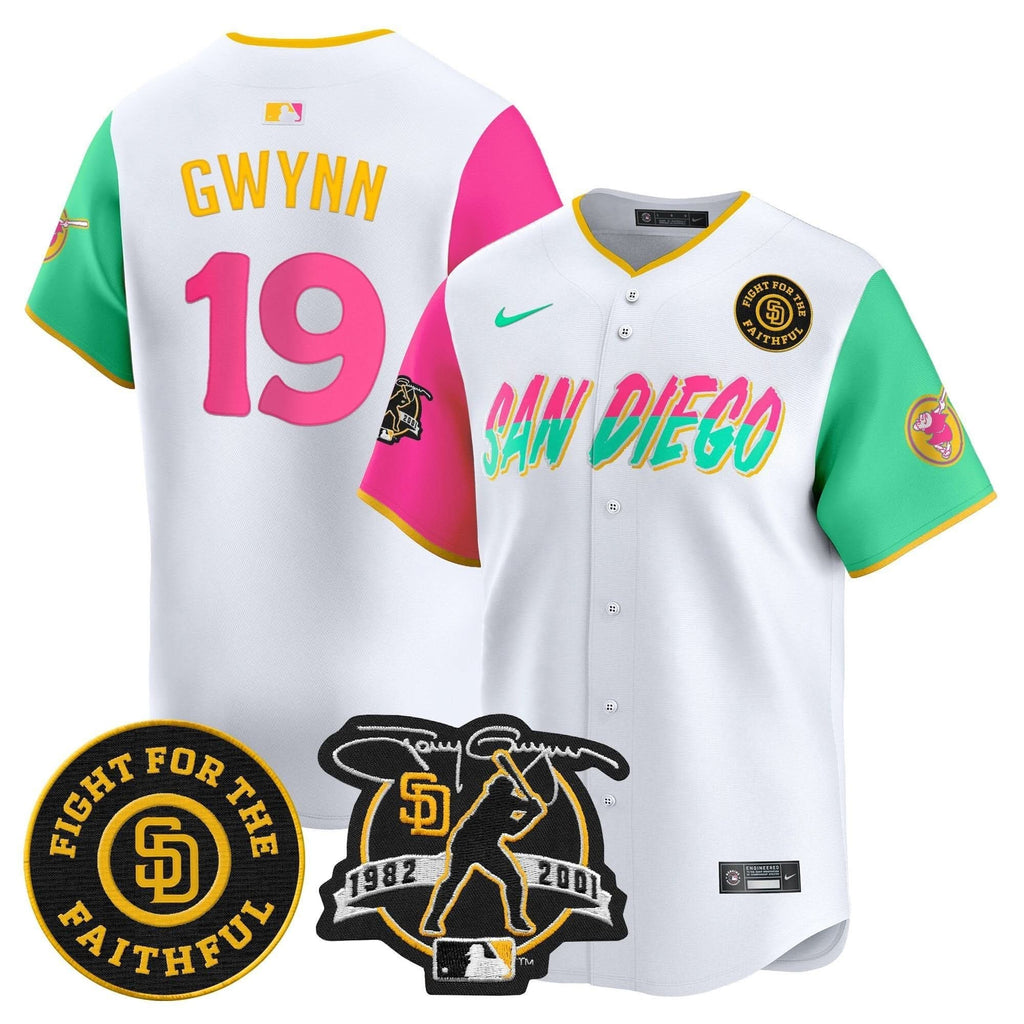 SDP Tony Gwynn & Faithful Patch Vapor Premier Limited Jersey – Stitched