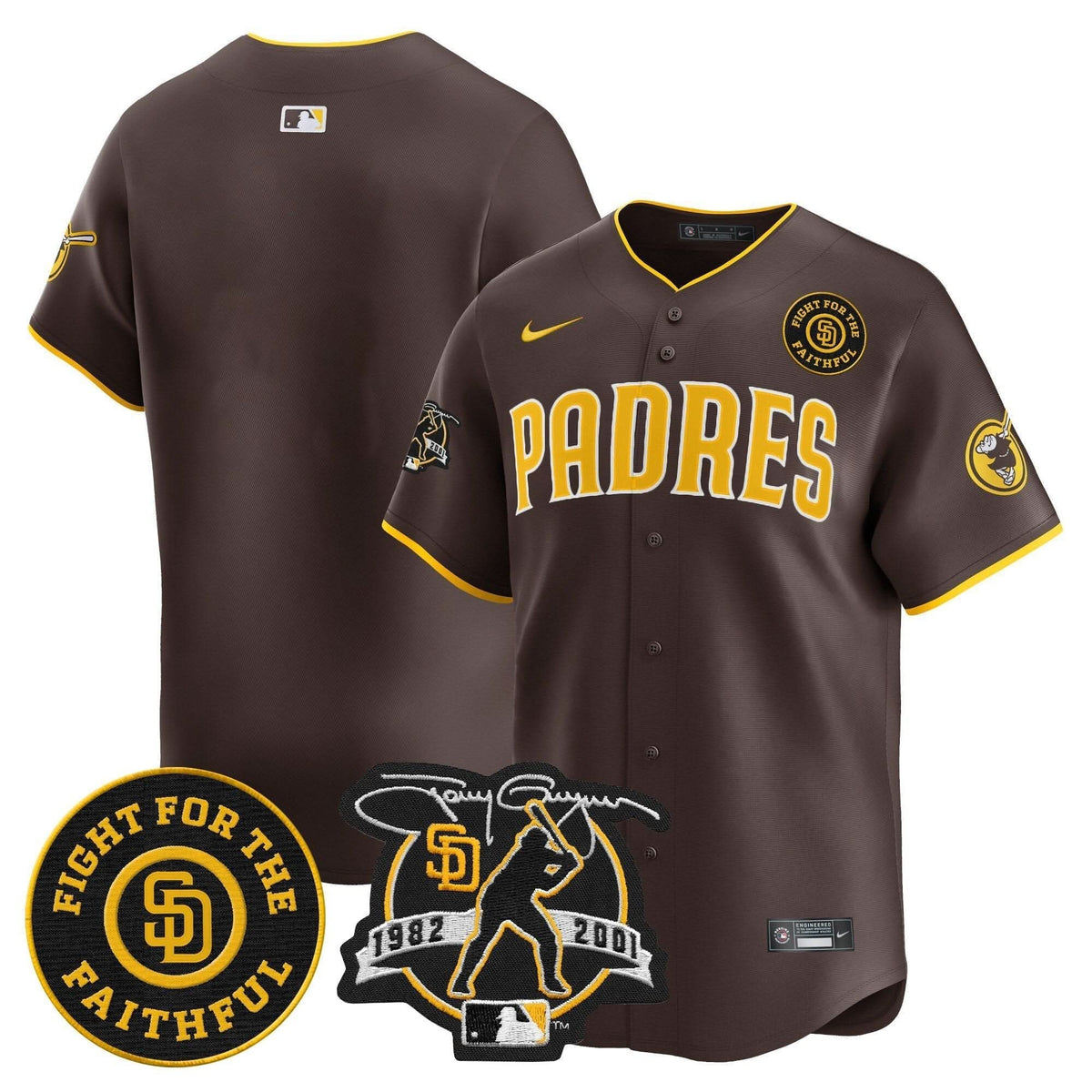 SDP Tony Gwynn & Faithful Patch Vapor Premier Limited Jersey – Stitched