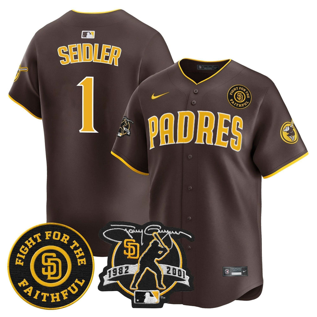 SDP Tony Gwynn & Faithful Patch Vapor Premier Limited Jersey – Stitched