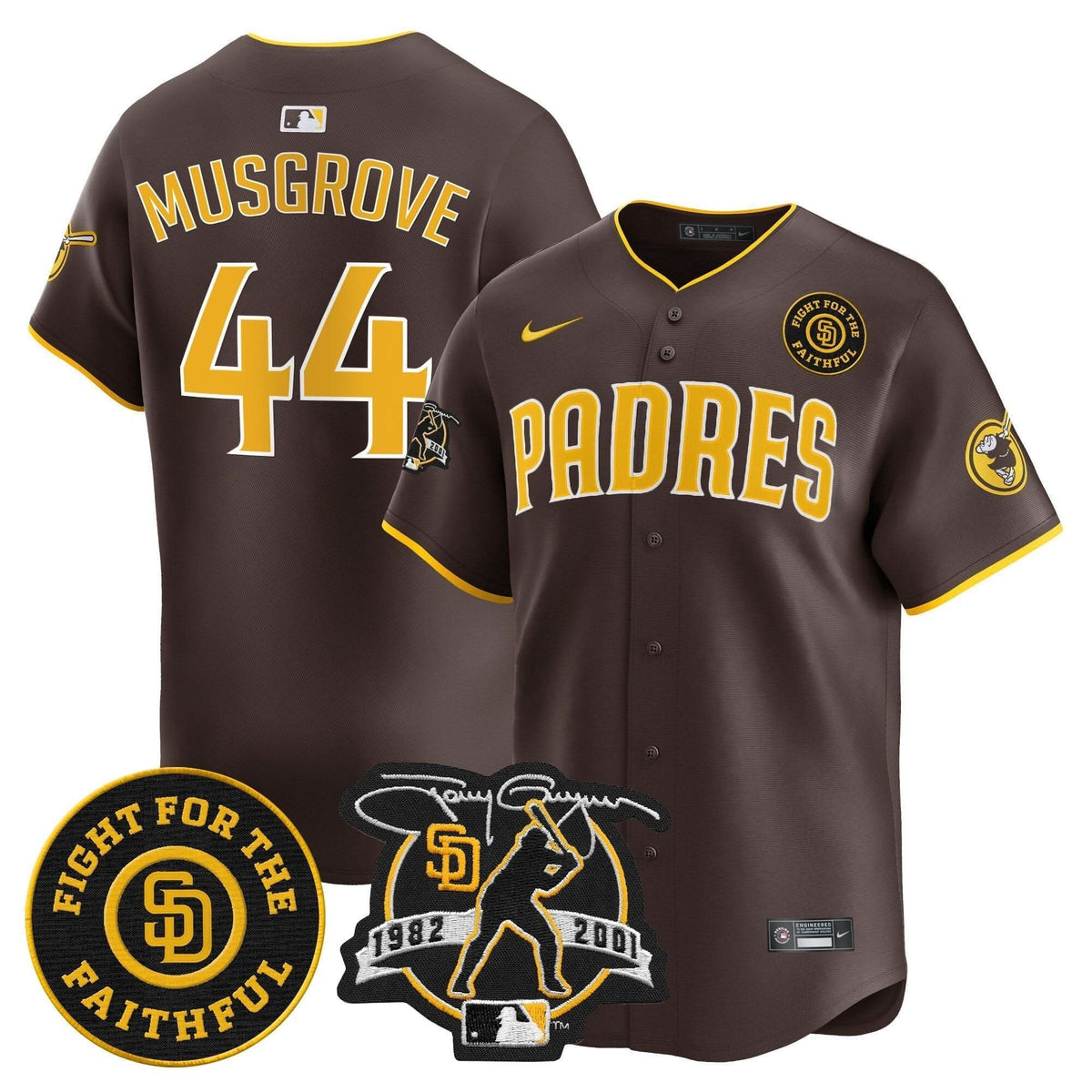 SDP Tony Gwynn & Faithful Patch Vapor Premier Limited Jersey – Stitched