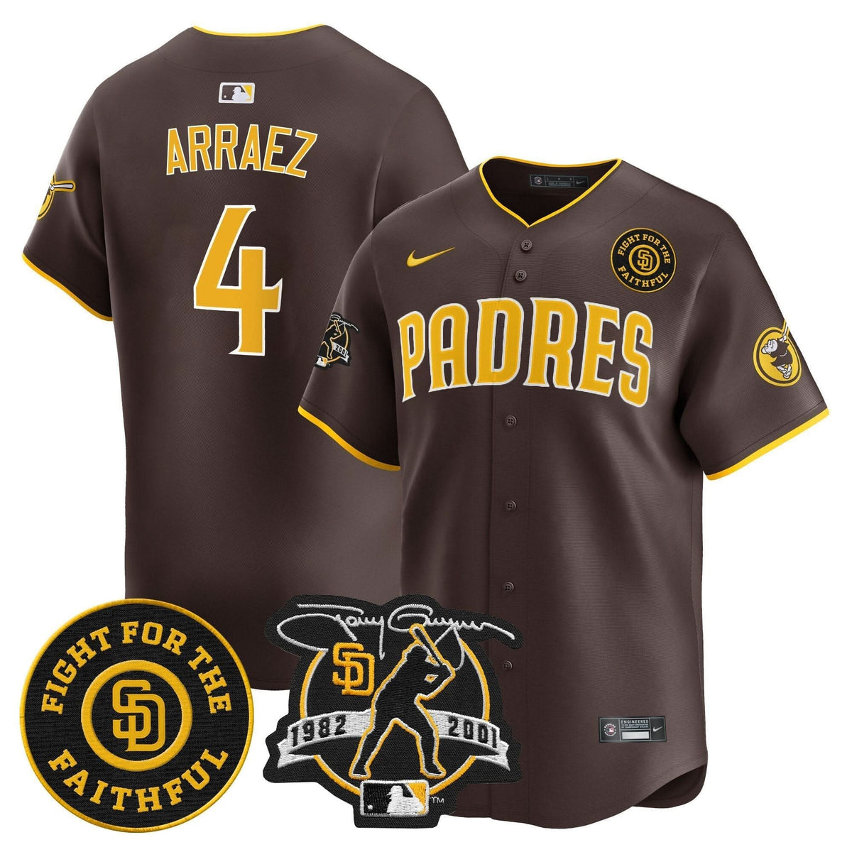 SDP Tony Gwynn & Faithful Patch Vapor Premier Limited Jersey – Stitched