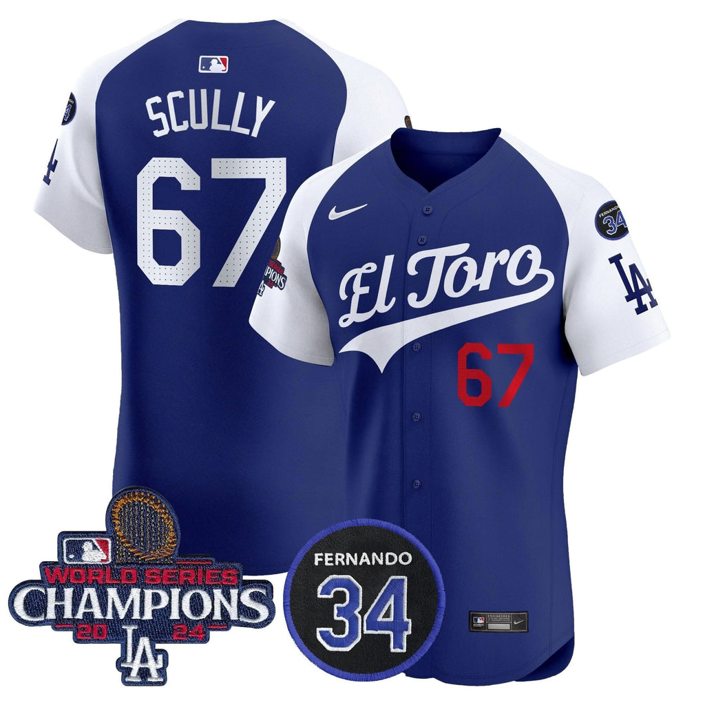 LAD El Toro 2024 World Series Champions Patch Vapor Premier Elite Jersey - Stitched