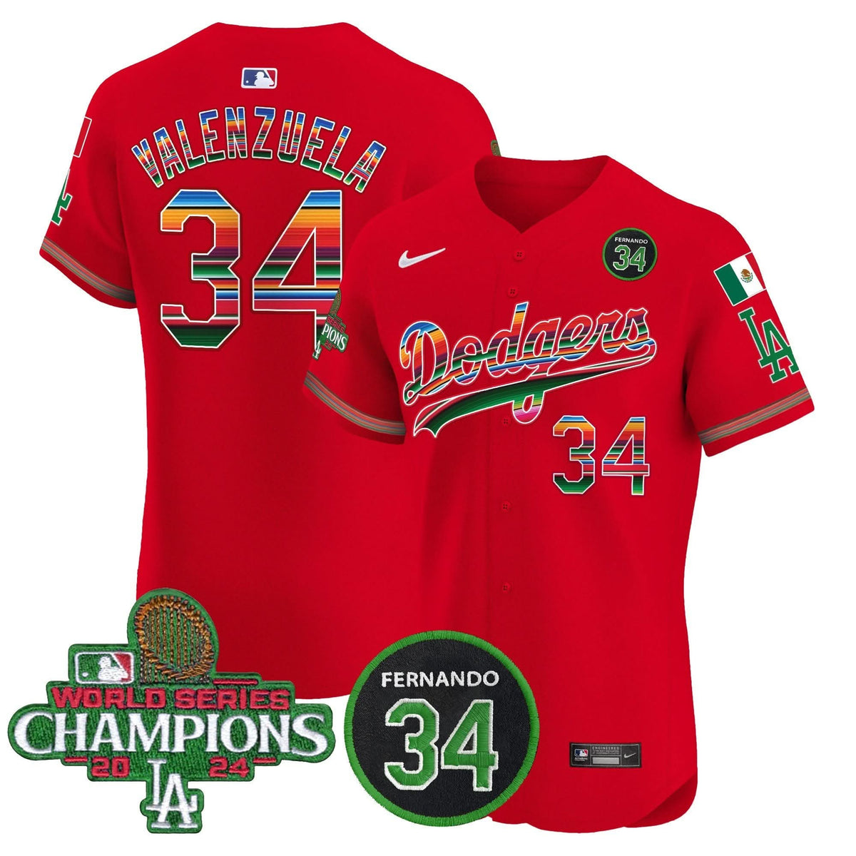 LAD Mexico 2024 World Series Champions Vapor Premier Elite Jersey V2 - Stitched