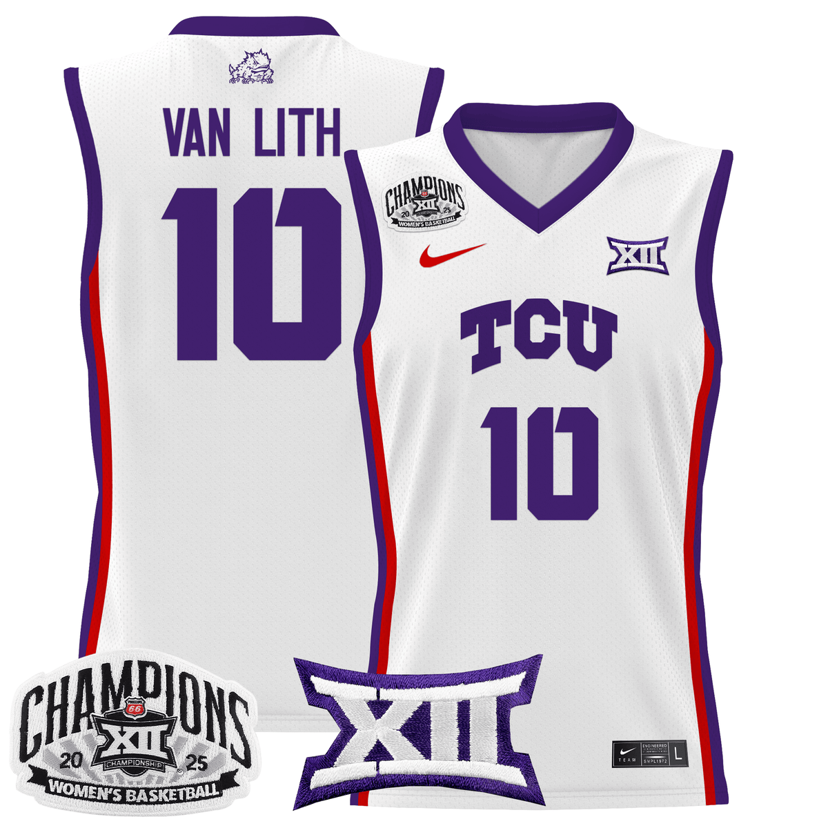 TCU Horned Frogs 2025 BIG 12 Women's Conference Tournament Champions Lightweight Basketball Jersey - Stitched