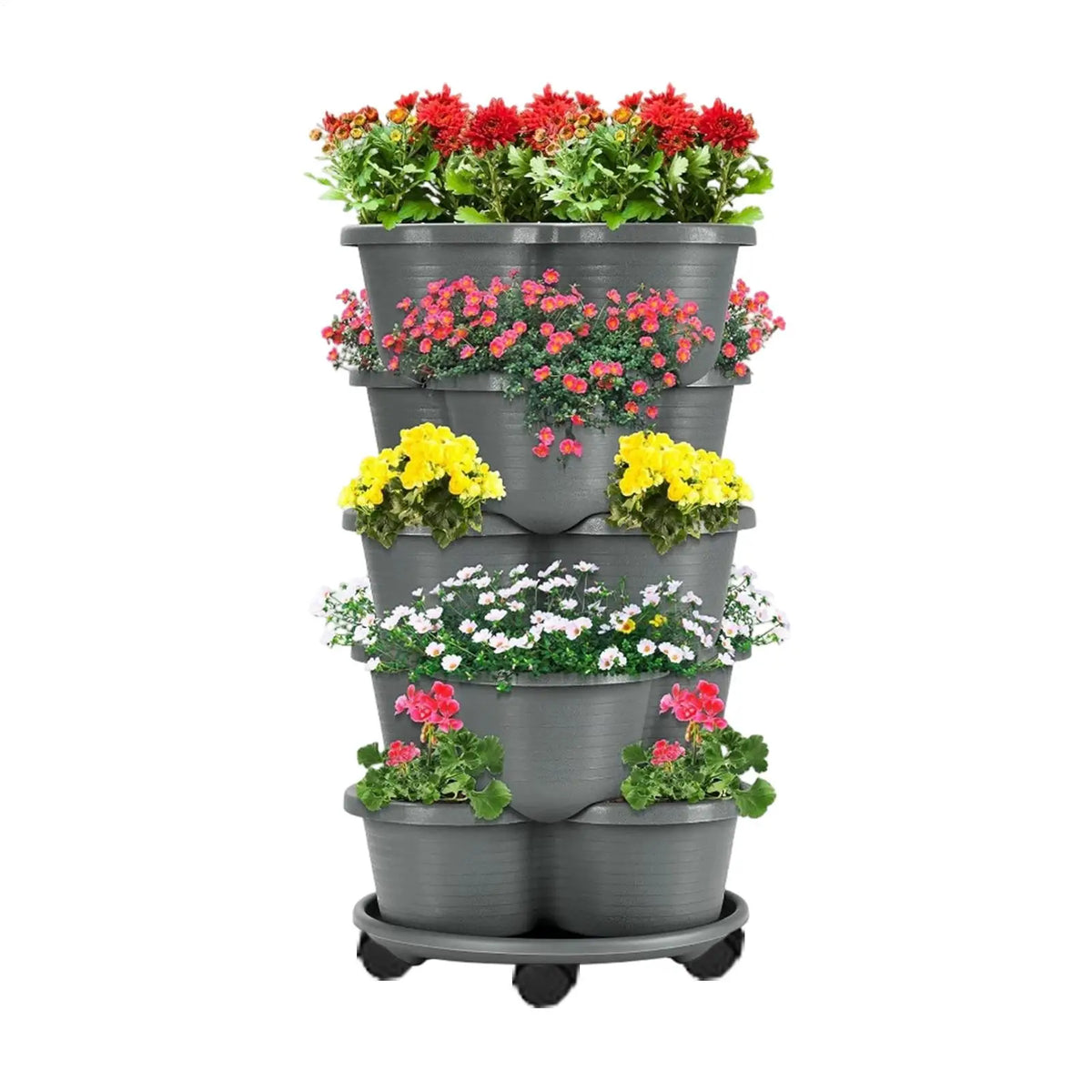 5 Tiers Vegetable Plastic Pot Family Balcony Strawberry Potted Plant Three Dimensional Multi-layer Space Saving Planting Flower