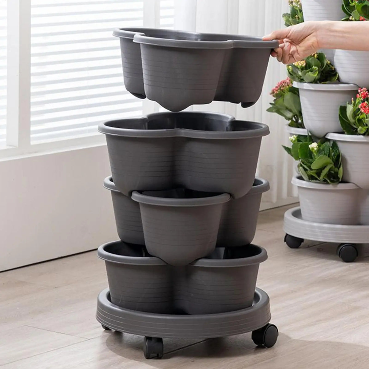 5 Tiers Vegetable Plastic Pot Family Balcony Strawberry Potted Plant Three Dimensional Multi-layer Space Saving Planting Flower