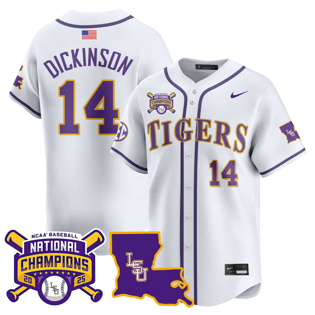 LSU 2025 College World Series Champions Limited Jersey - Stitched