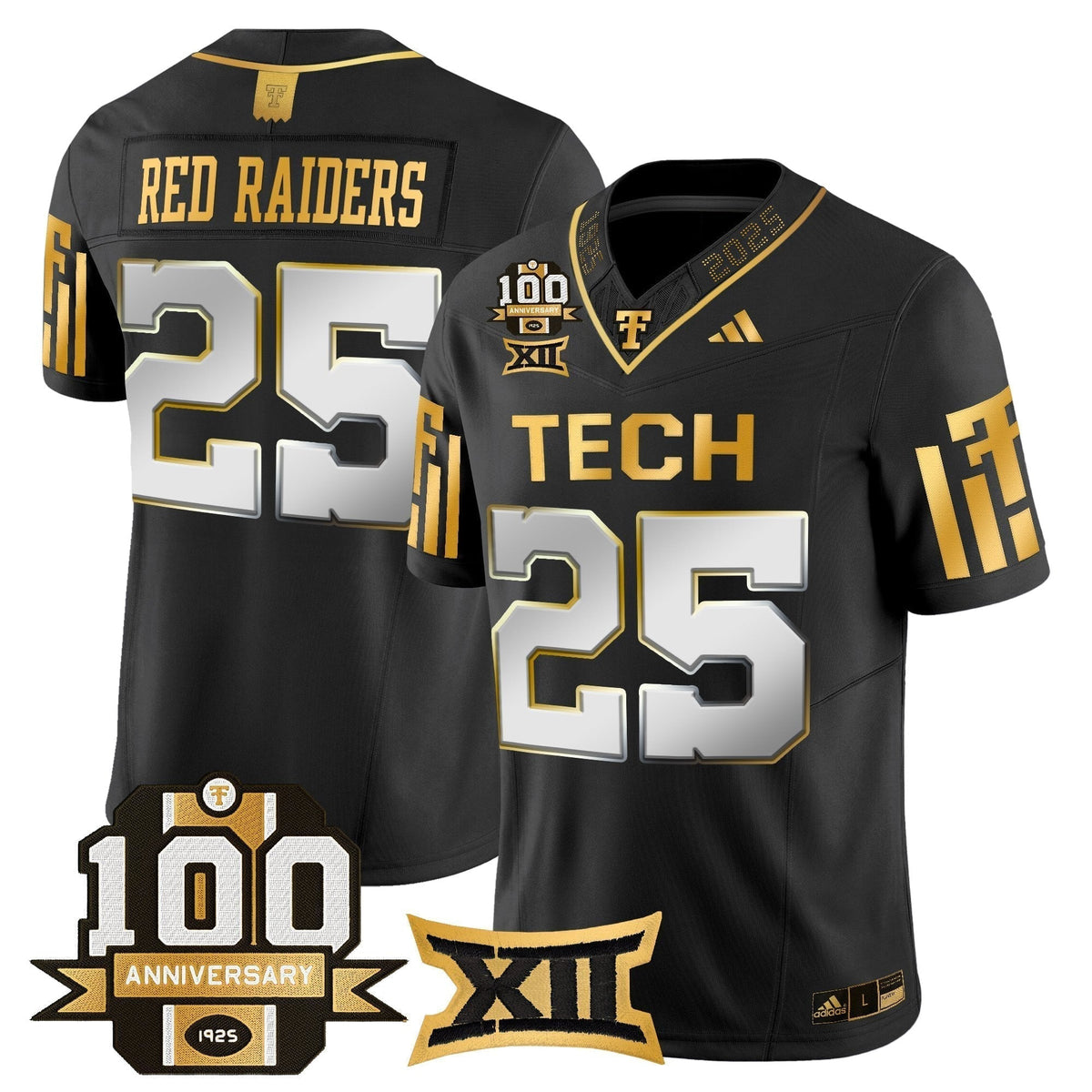 TTU 2025 Gold Vapor Limited Jersey - 100th Anniversary Patch
