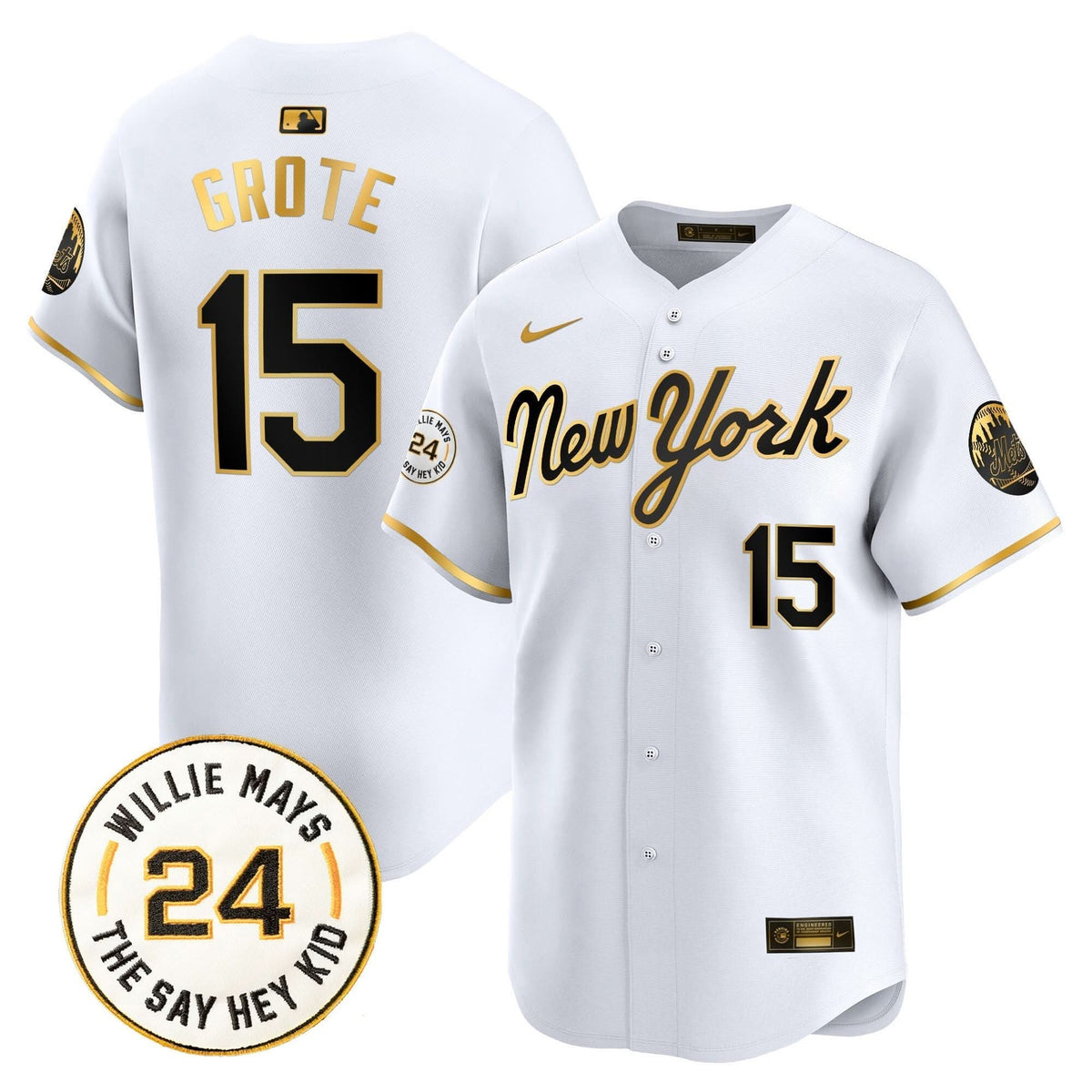 NYM Willie Mays Patch Vapor Premier Limited Jersey - Stitched
