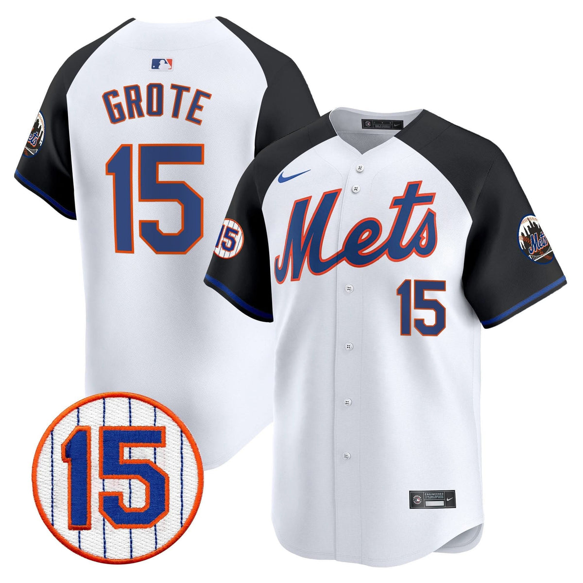 NYM Jerry Grote Patch Vapor Premier Limited Jersey - Stitched