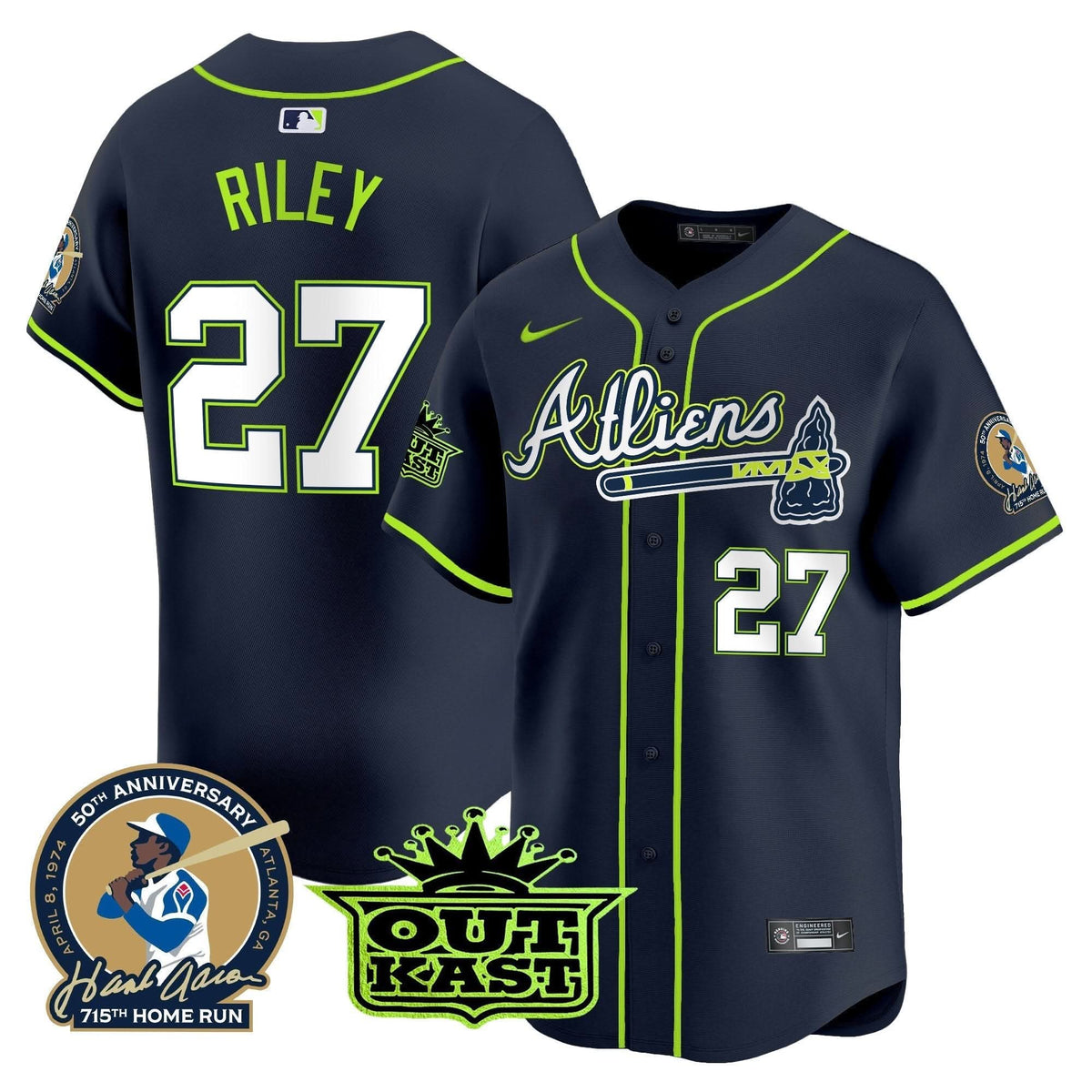 AB Atliens & Hank Aaron Patch Vapor Premier Limited Jersey - Stitched