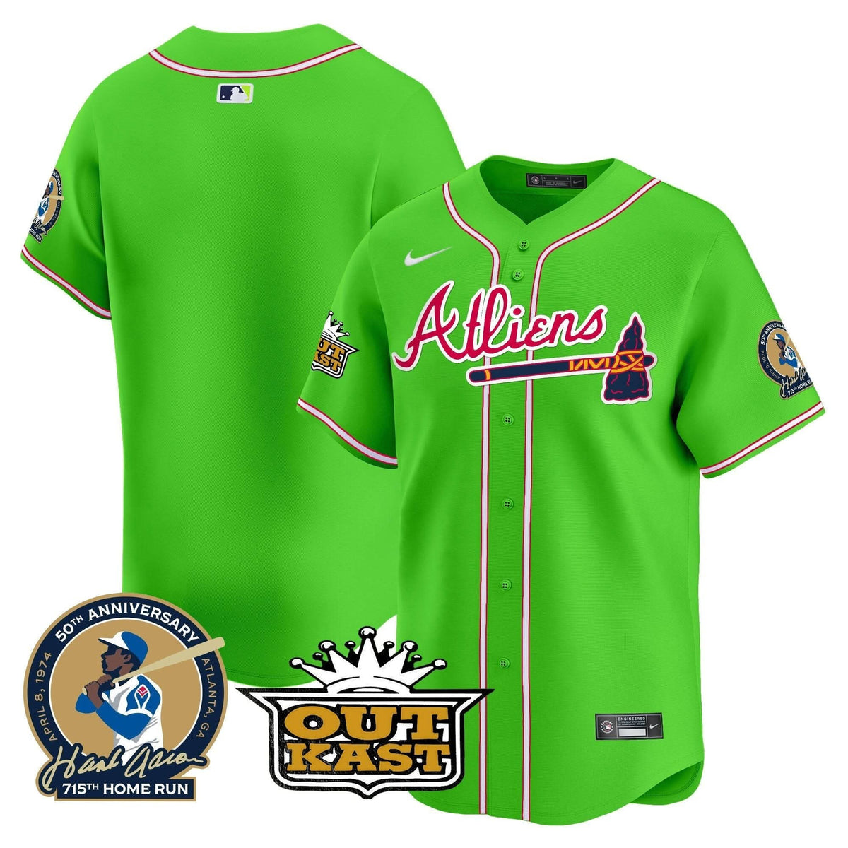 AB Atliens & Hank Aaron Patch Vapor Premier Limited Jersey - Stitched